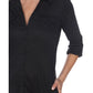 White Mark Women's Lakota Stretchy Button Down Tunic Black Size Medium