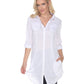 White Mark Women's Lakota Stretchy Button Down Tunic White Size Large