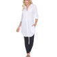 White Mark Women's Lakota Stretchy Button Down Tunic White Size Large