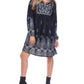 White Mark Women's Apolline Embroidered Dress Blue Size Medium