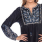 White Mark Women's Apolline Embroidered Dress Blue Size Medium