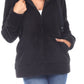 White Mark Women's Hooded Sherpa Jacket Black Size Large