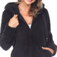 White Mark Women's Hooded Sherpa Jacket Black Size Large