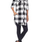 White Mark Women's Plaid Tunic Shirt Black Size Large