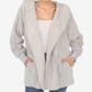 White Mark Women's Plush Hooded With Pockets Jacket Gray Size Medium