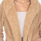 White Mark Women's Plush Hooded With Pockets Jacket Brown Size Small