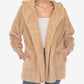White Mark Women's Plush Hooded With Pockets Jacket Brown Size Small