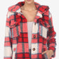 White Mark Women's Plaid Shacket Red Size Large