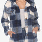 White Mark Women's Plaid Shacket Blue Size Large