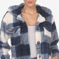 White Mark Women's Plaid Shacket Blue Size Large