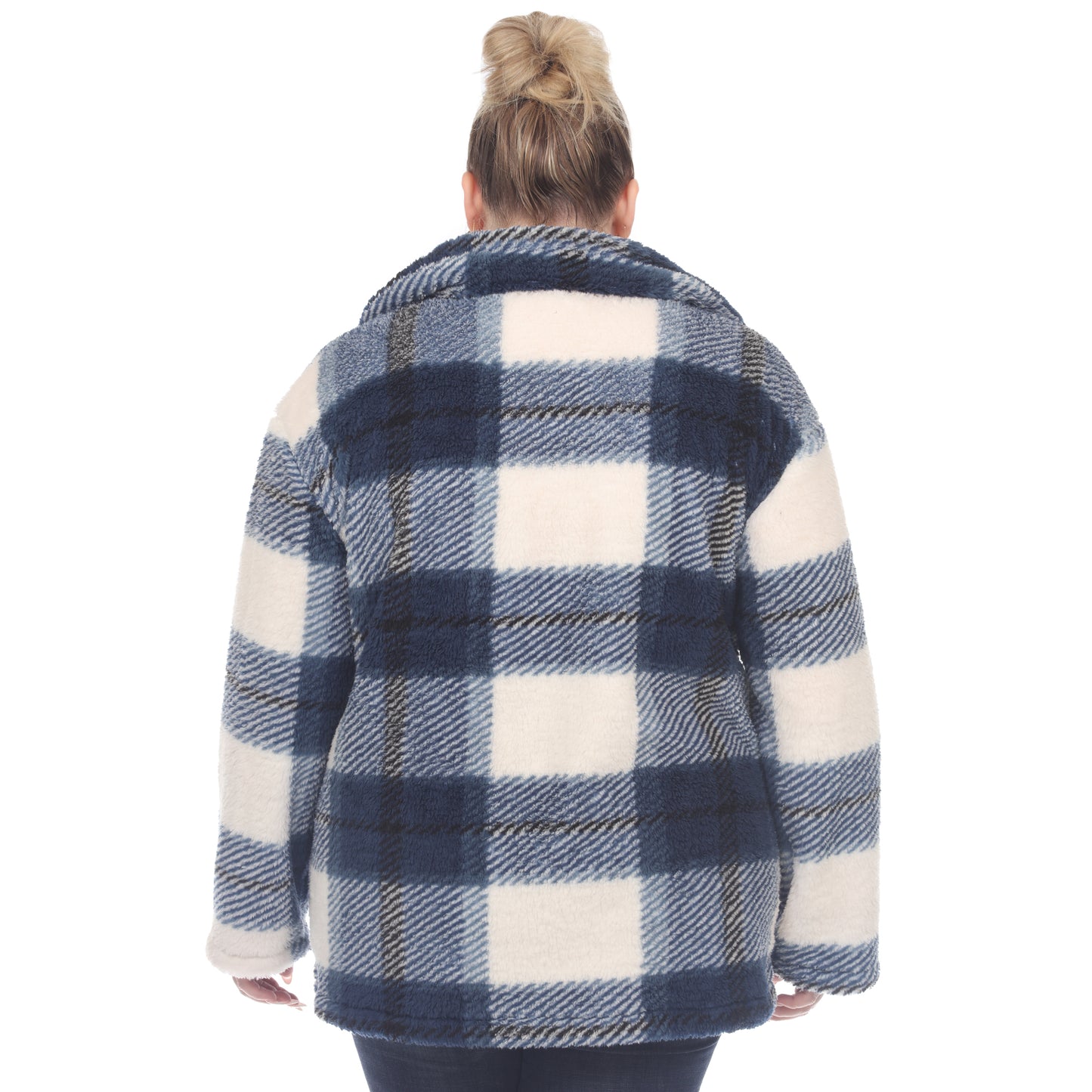 White Mark Women's Plaid Shacket Jacket Blue Size 3X