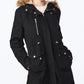 Collection B Junior's Faux Fur Trim Hooded Anorak Coat Black Size X-Large