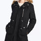 Collection B Junior's Faux Fur Trim Hooded Anorak Coat Black Size X-Large