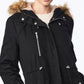 Collection B Junior's Faux Fur Trim Hooded Anorak Coat Black Size X-Large