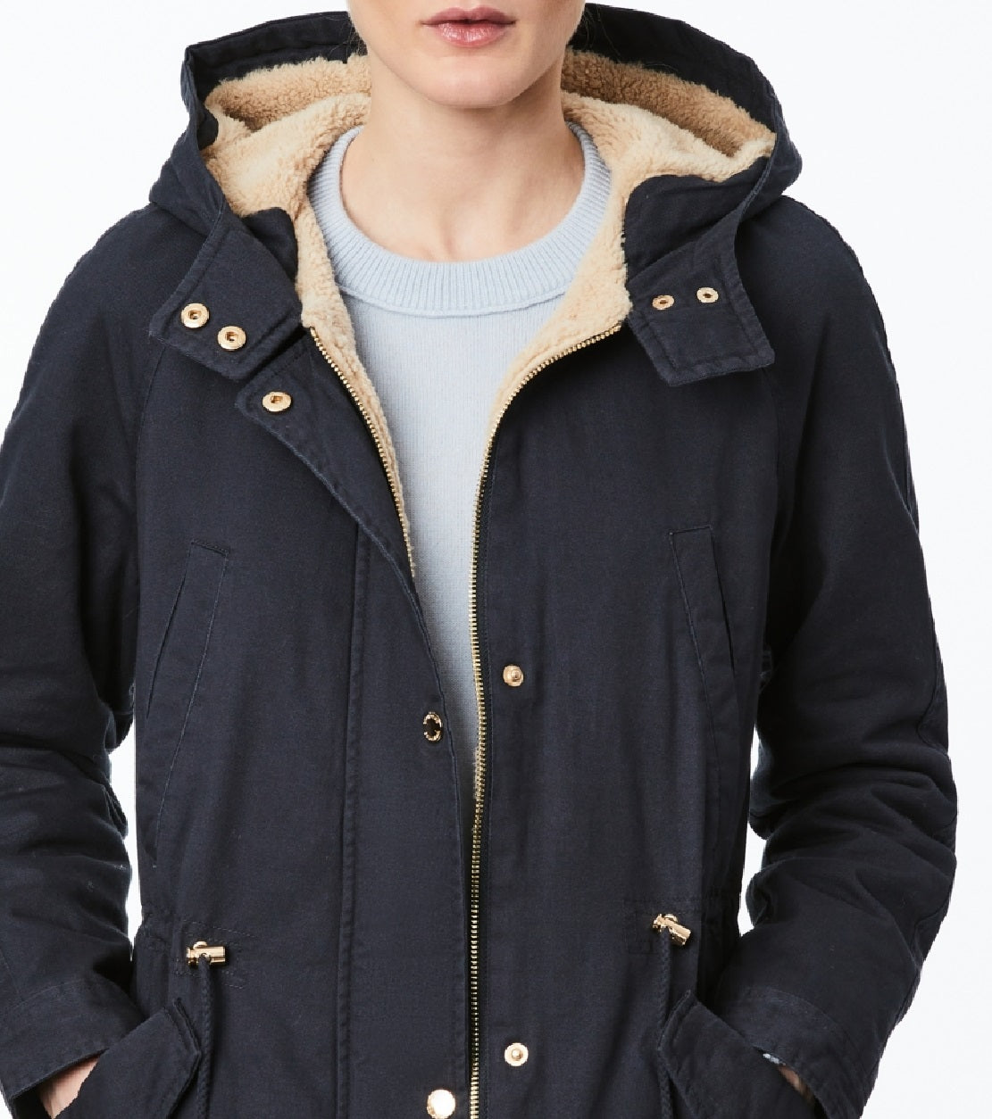Collection B Junior's Hooded Anorak Jacket Blue Size X-Large