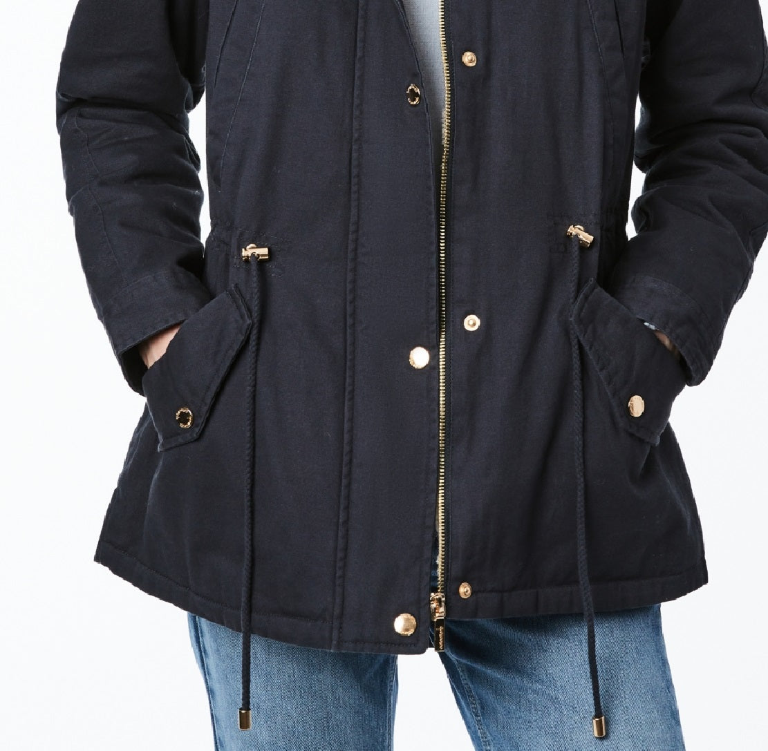 Collection B Junior's Hooded Anorak Jacket Blue Size X-Large