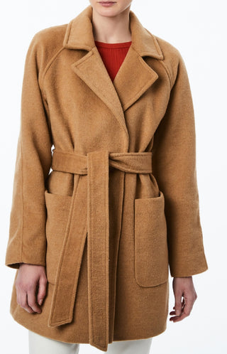 Collection B Junior's Single Breasted Belted Wrap Coat Brown Size XX-Large