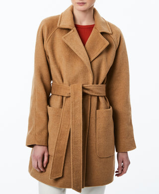 Collection B Junior's Single Breasted Belted Wrap Coat Brown Size XX-Large