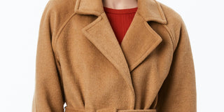 Collection B Junior's Single Breasted Belted Wrap Coat Brown Size XX-Large