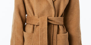 Collection B Junior's Single Breasted Belted Wrap Coat Brown Size XX-Large