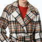 Collection B Junior's Plaid Belted Wrap Coat Brown Size Large