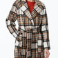 Collection B Junior's Plaid Belted Wrap Coat Brown Size Large