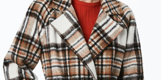 Collection B Junior's Plaid Belted Wrap Coat Brown Size Large