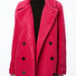 Collection B Junior's Double Breasted Faux Fur Teddy Coat Pink Size Small