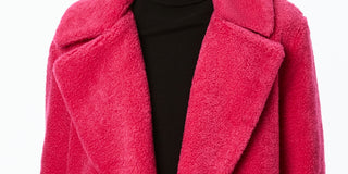 Collection B Junior's Double Breasted Faux Fur Teddy Coat Pink Size Small