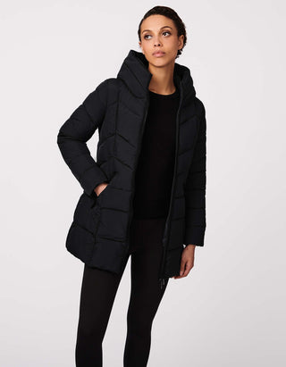 Bernardo Fashions Hooded Quilted Puffer Black Size M