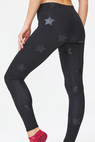 Terez Women's Foiled Star Print Leggings Black Size Medium