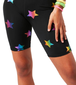 Terez Women's Star Foil Uplift Bike Shorts Black Size Medium