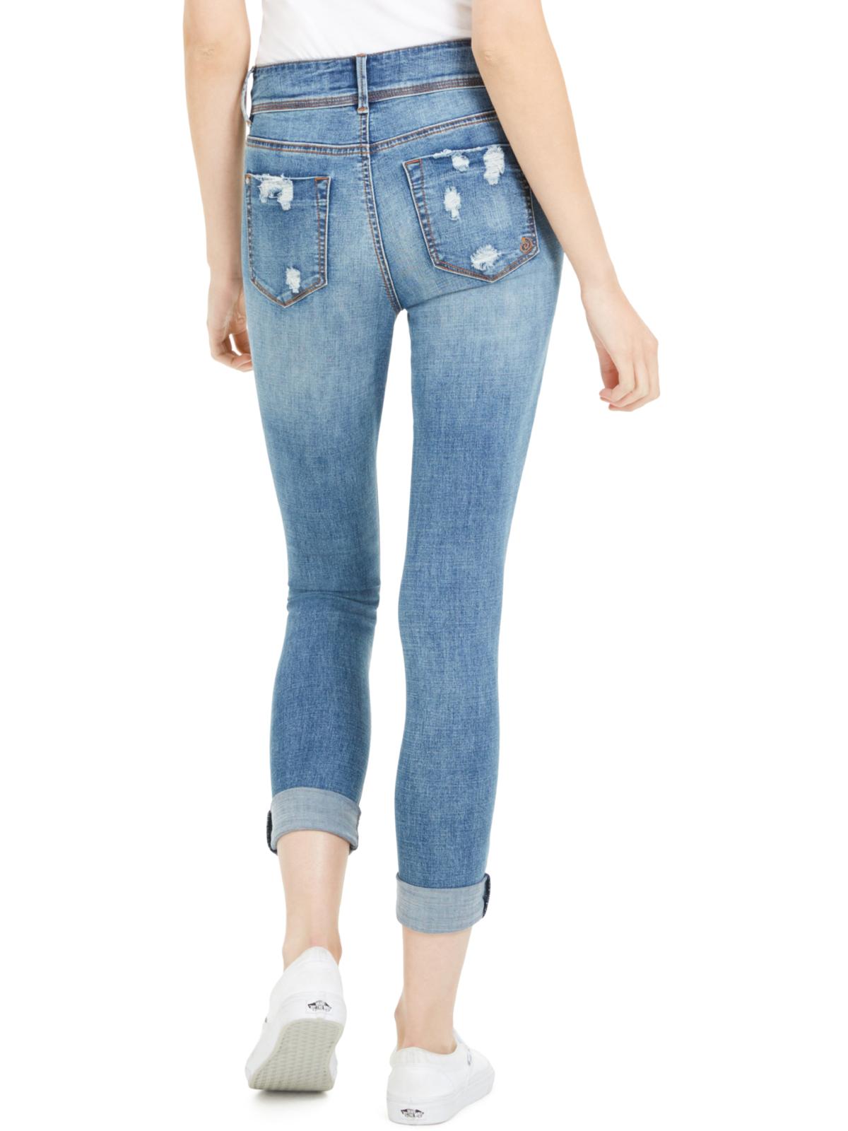 Indigo Rein Junior's Distressed Two Button Jeans Blue Size 7