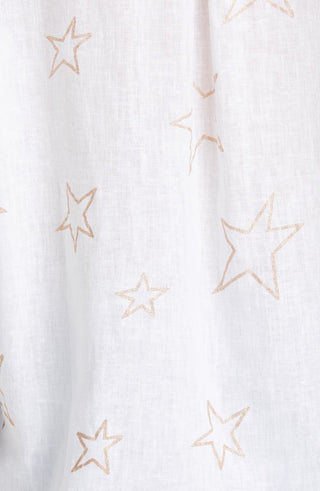 Rails Women's Charli Star Print Linen Blend Button Up Shirt White Size M