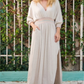 Wanderlux Women's Long Sleeve Maxi Length V Neck Lindsay Smocked Dress Gray Size  Medium