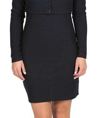 Hippie Rose Women's Button Cardigan Sleeveless Round Neck Dress Black Size Medium