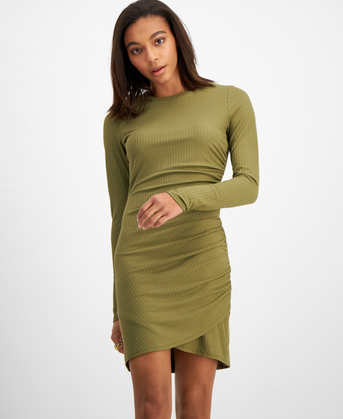 And Now This Women's Side Ruched Dress Green Size X-Small