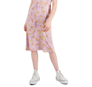 Hippie Rose Women's Floral Print Calf Midi Dress Purple Size X-Large