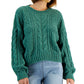 Hippie Rose Junior's Chenille Cable Pullover Sweater Green Size Small