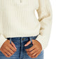 And Now This Women's Textured Quarter Zip Long Sleeve Sweater White Size Medium
