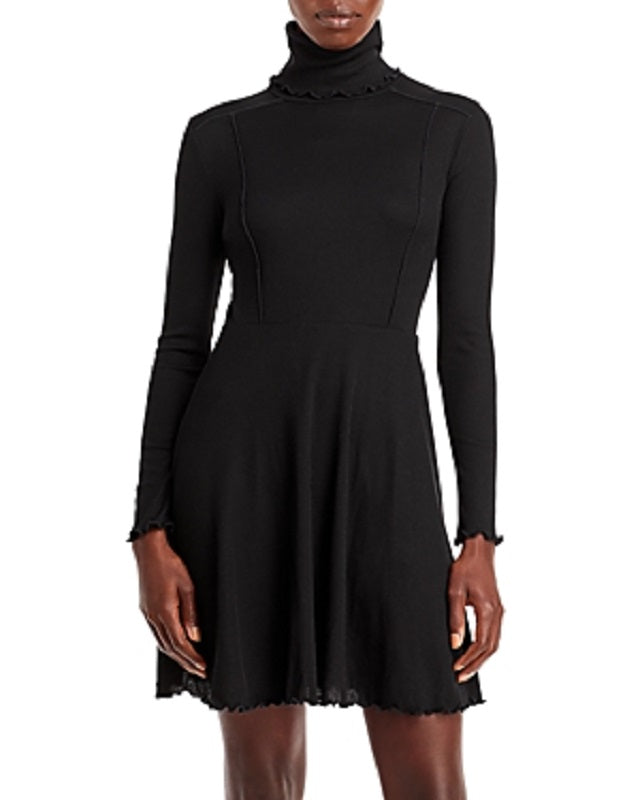Aqua Women's Turtleneck Knit Dress Black Size X-Small