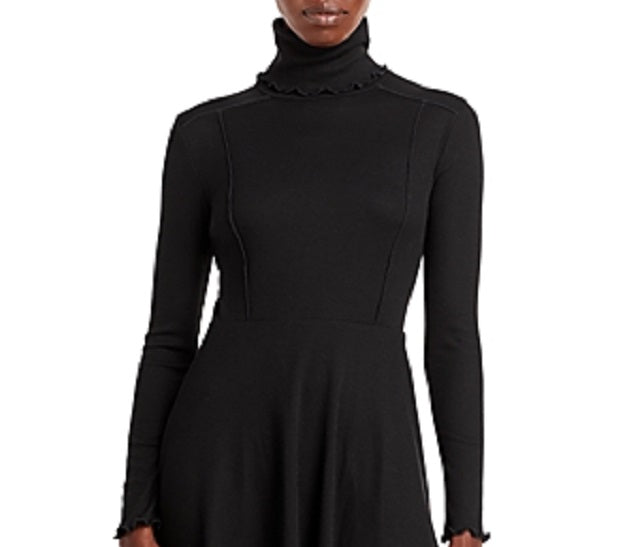 Aqua Women's Turtleneck Knit Dress Black Size X-Small