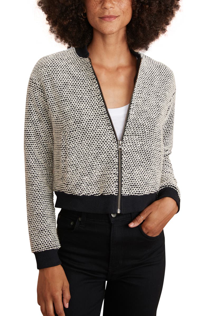 Marine Layer Women's Bird's Eye Bomber Jacket White Size Medium