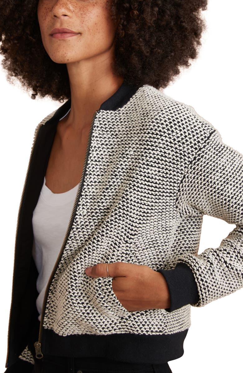 Marine Layer Women's Bird's Eye Bomber Jacket White Size Medium