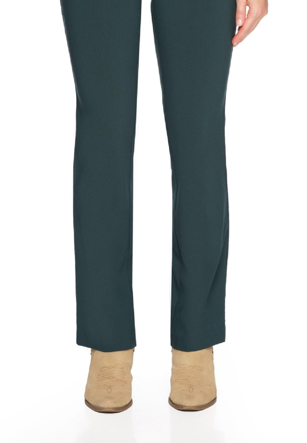 Cooper & Ella Women's Pull on Bootcut Pants with Faux Front Pocket Green Size 16