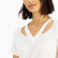 LNA Women's Cutout Neck T-Shirt White Size Small