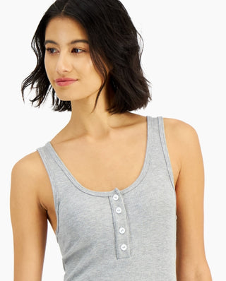 Lna Women's Moss Henley Tank Top Gray Size Large