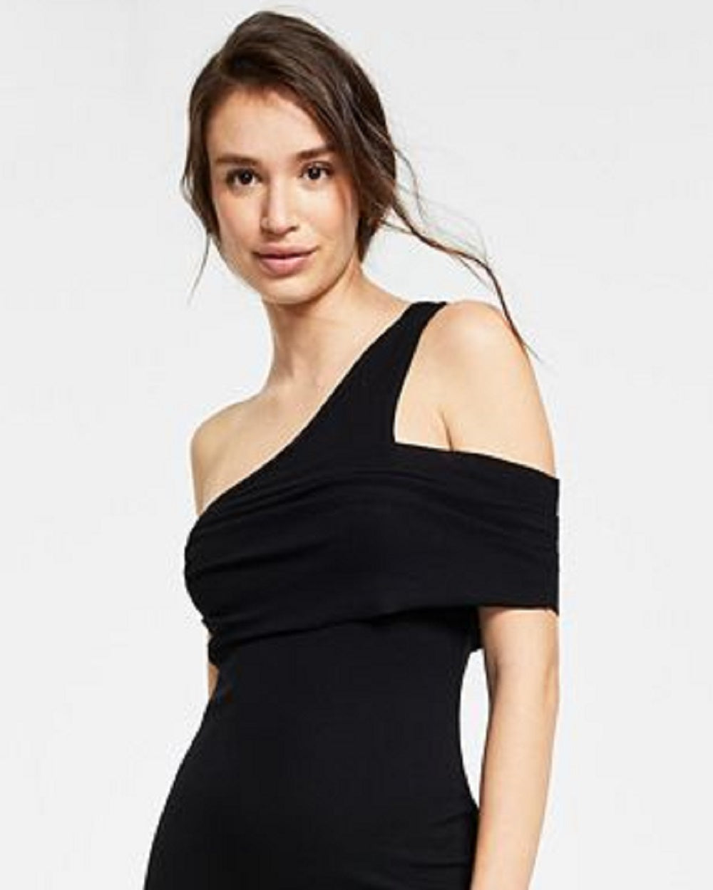 LNA Women's Phifer Rib Knit One Shoulder Mini Dress Black Size X-Small