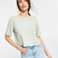 LNA Women's Yara Cotton Cropped T-Shirt Green Size Large