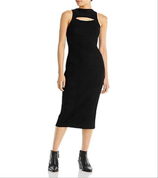 LNA Women's Liri Cutout Sleeveless Ribbed MIDI Dress Black Size Small